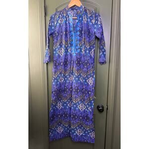 NWT Ro's Garden Clorinda Long Kurta Embroidered Maxi Dress Boho Lachen Blue XS